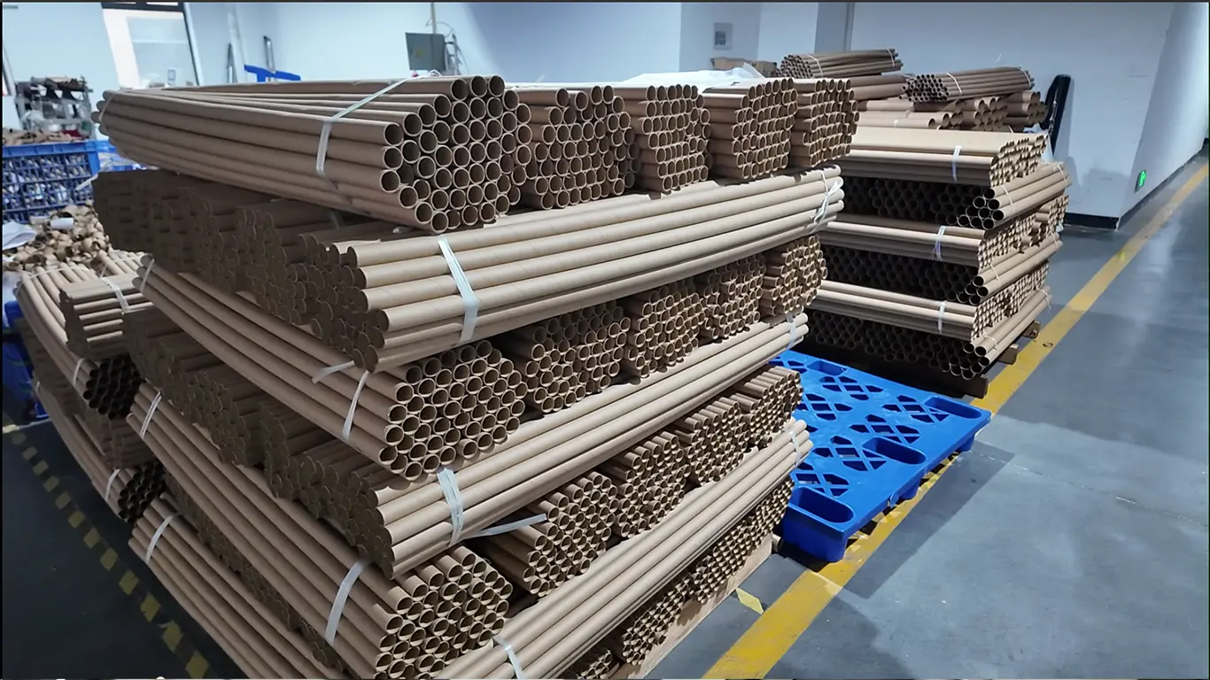 EcoPackin facility: Cowhide paper paper tube storage area